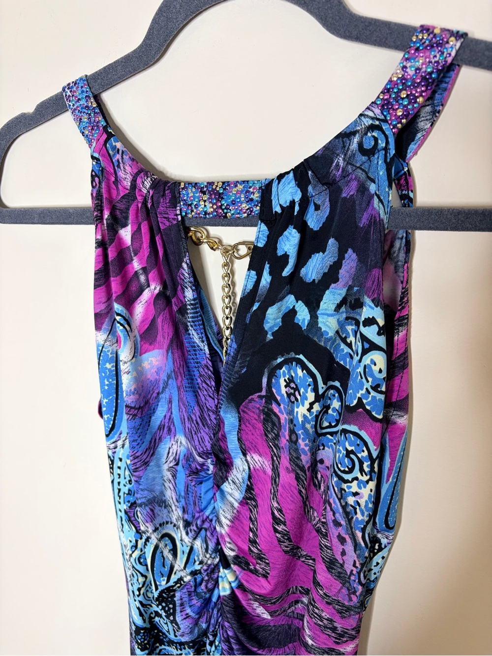 Joseph Ribkoff Blue & Purple Sleeveless Patterned Dress